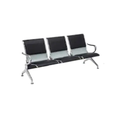 Metal 3 Seater Hospital Chair (Black, Silver)